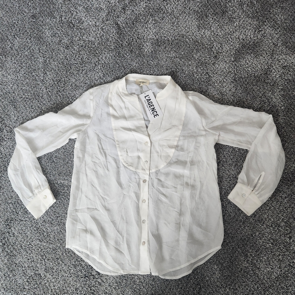 New Never Worn. Tag Fell Off.  L'agence SHEER white top